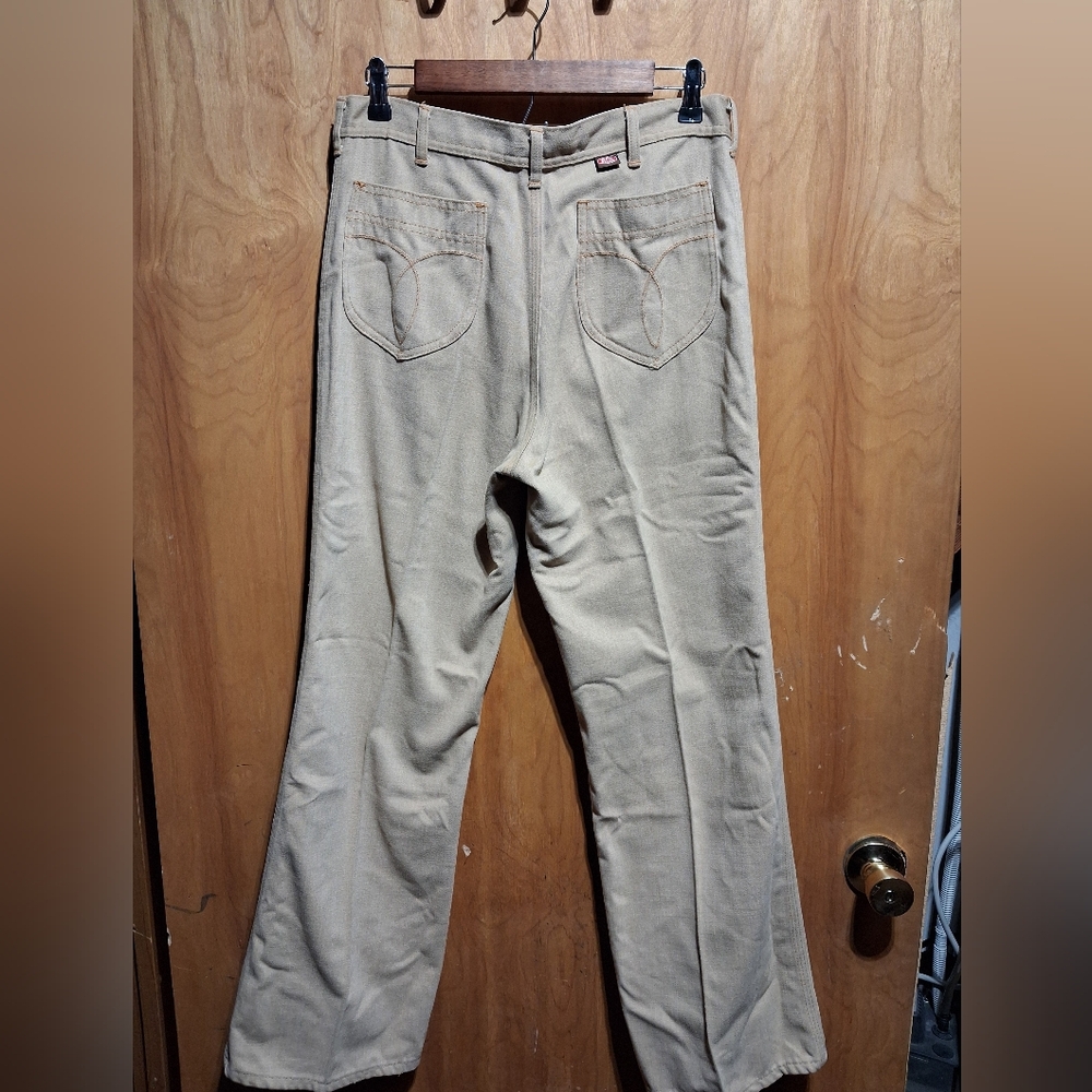 Red Snap Vintage 1970s Tan Flare Leg Pants Mens Size 34 M